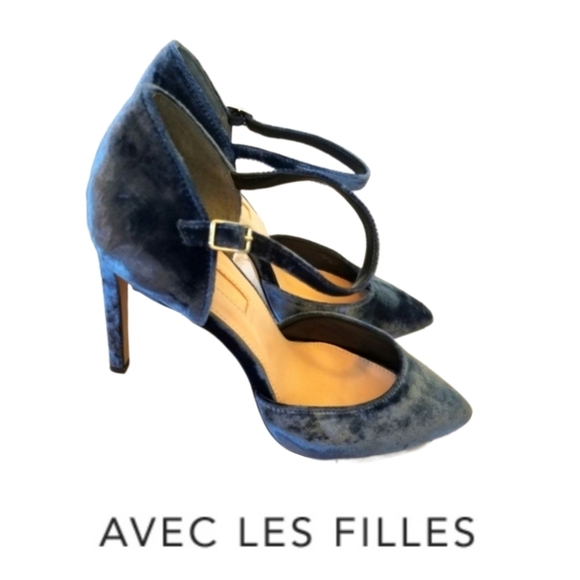 Avec Les Filles Shoes - Blue Suede Stiletto High Heels 9.5